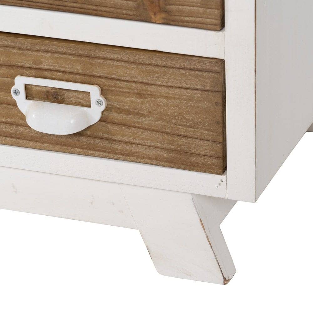 Mueble de Cajones Blanco-Natural de 108 cm - Estilo Moderno y Funcional en Madera de Abeto y Hierro para Salones y Dormitorios - Imagen 8