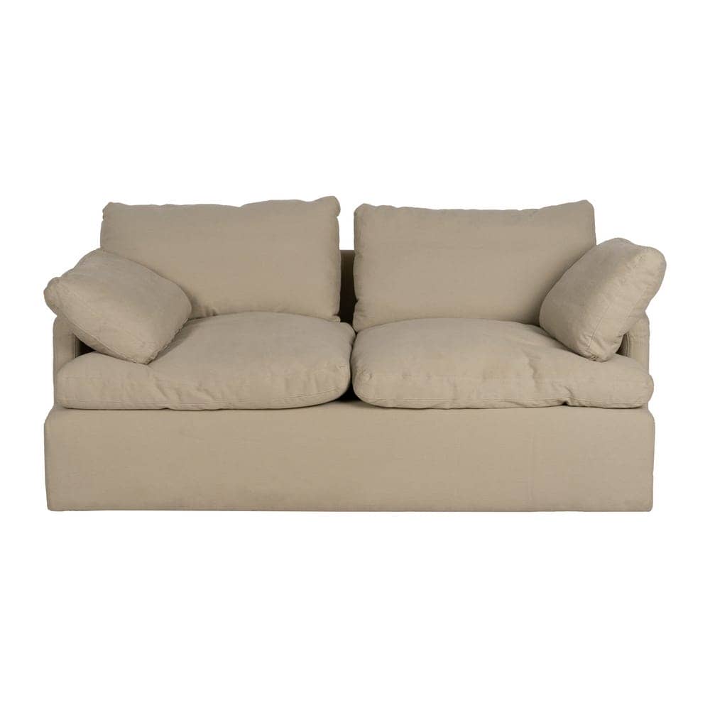 Sofá Beige de 2 Plazas en Tela y Madera – Elegancia Compacta para tu Sala - Imagen 2