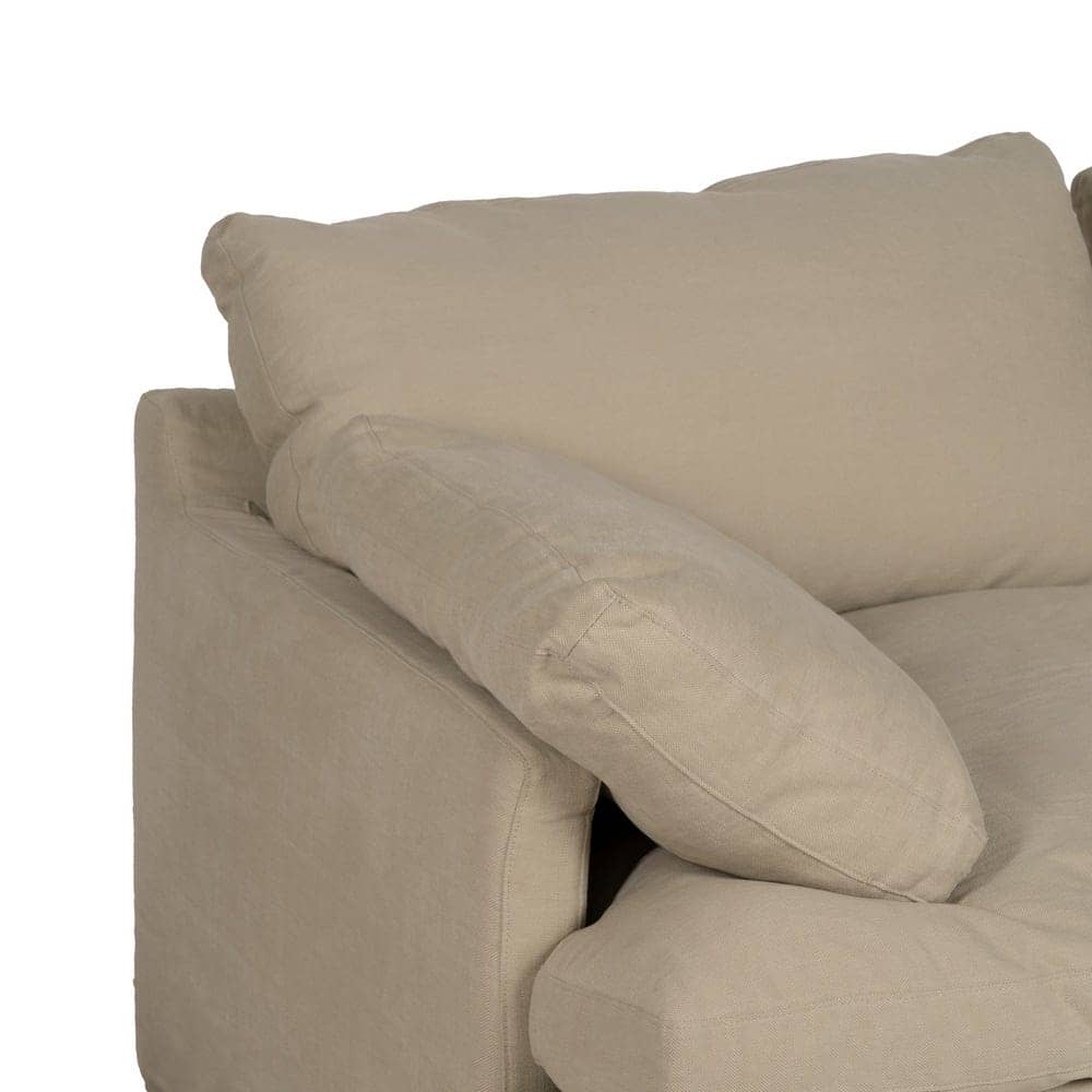 Sofá Beige de 2 Plazas en Tela y Madera – Elegancia Compacta para tu Sala - Imagen 4