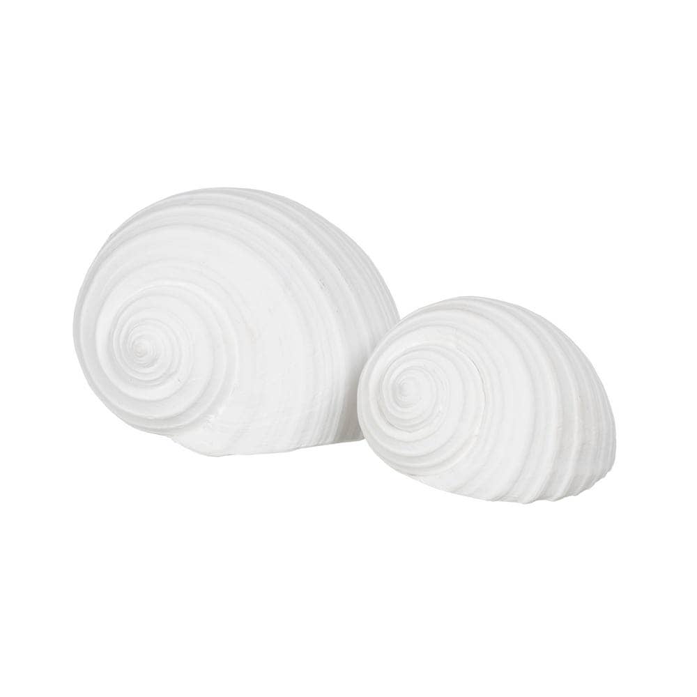 Pack de 2 Figuras de Caracola Blanca de Resina - Decoración Marítima de 9 cm para Hogar y Jardín - Imagen 2