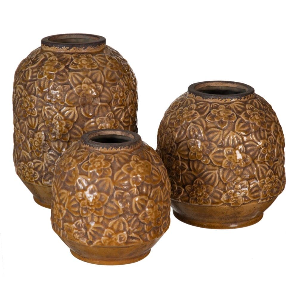 Pack de 2 Jarrones de Cerámica Marrón para Decoración - 16 cm, Boca de 6 cm, Estilo Elegante - Imagen 2