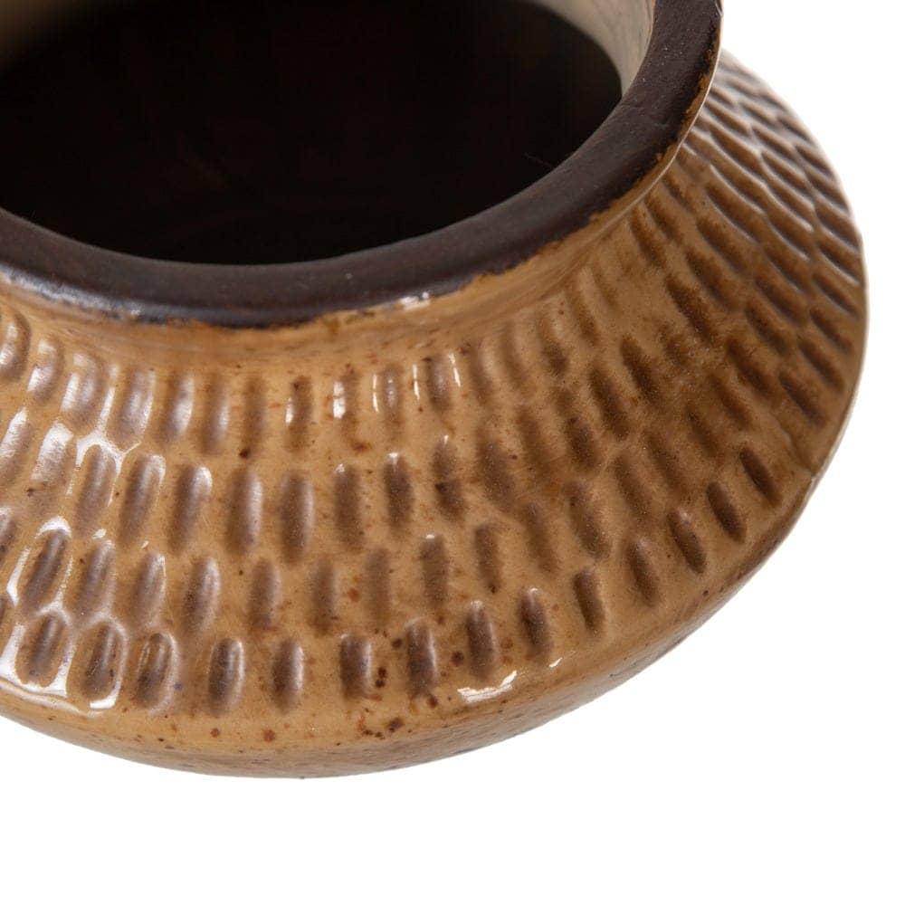 Pack de 2 Jarrones de Cerámica Marrón para Decoración - Medida de Boca 9 cm, Ideal para Hogar y Oficina - Imagen 3