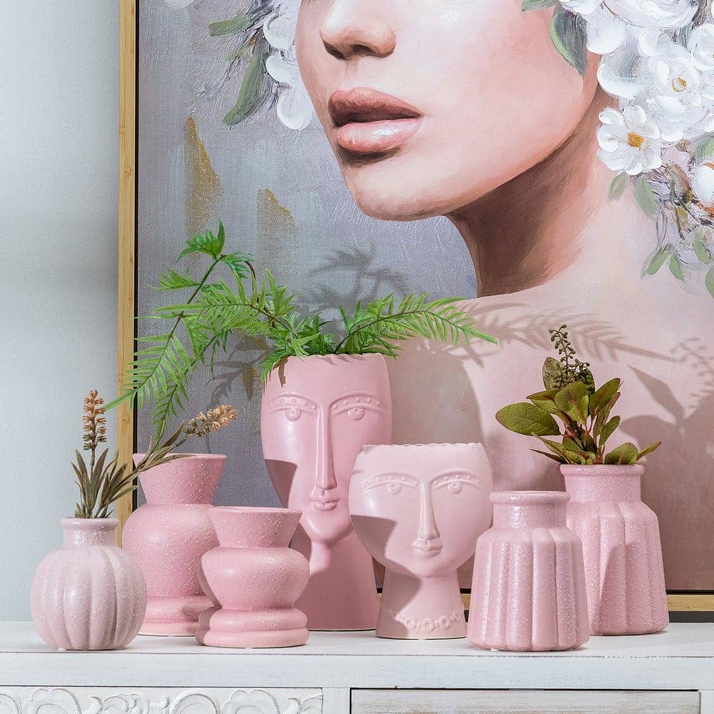 Pack de 2 Jarrones de Cerámica Malva de 17 cm - Decoración Elegante para el Hogar - Imagen 5