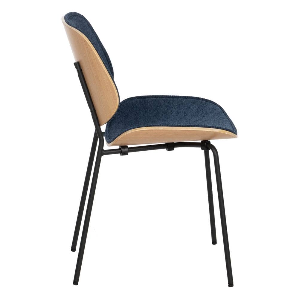 Pack de 2 Sillas Owen Azul Marino con Estructura de Metal y MDF - Diseño Moderno y Ergonómico para Comedores y Oficinas (80 cm) - Imagen 3