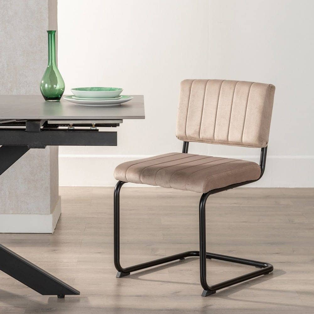Pack de 2 Sillas Beige Hendrix de Tejido y Metal - Comodidad y Estilo Moderno para Comedores y Restaurantes - Imagen 13
