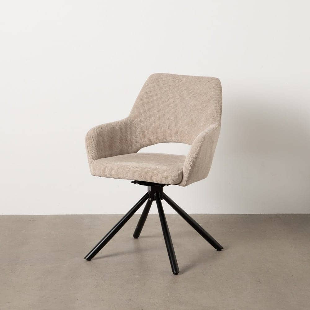 Pack de 2 Sillas Giratorias Beige Abram con Patas de Metal - Diseño Elegante y Confort Duradero para Oficina y Comedor - Imagen 15