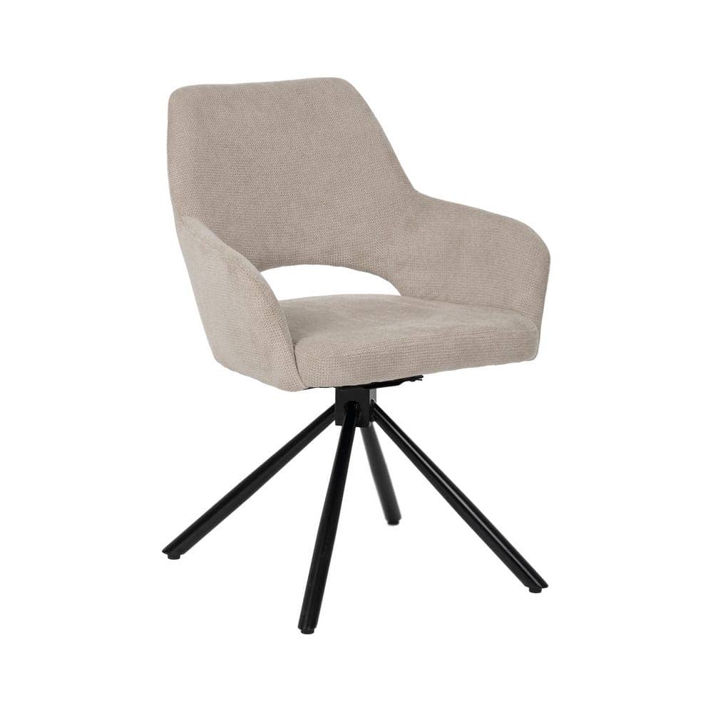 Pack de 2 Sillas Giratorias Beige Abram con Patas de Metal - Diseño Elegante y Confort Duradero para Oficina y Comedor - Imagen 2