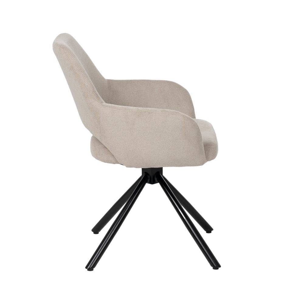 Pack de 2 Sillas Giratorias Beige Abram con Patas de Metal - Diseño Elegante y Confort Duradero para Oficina y Comedor - Imagen 3