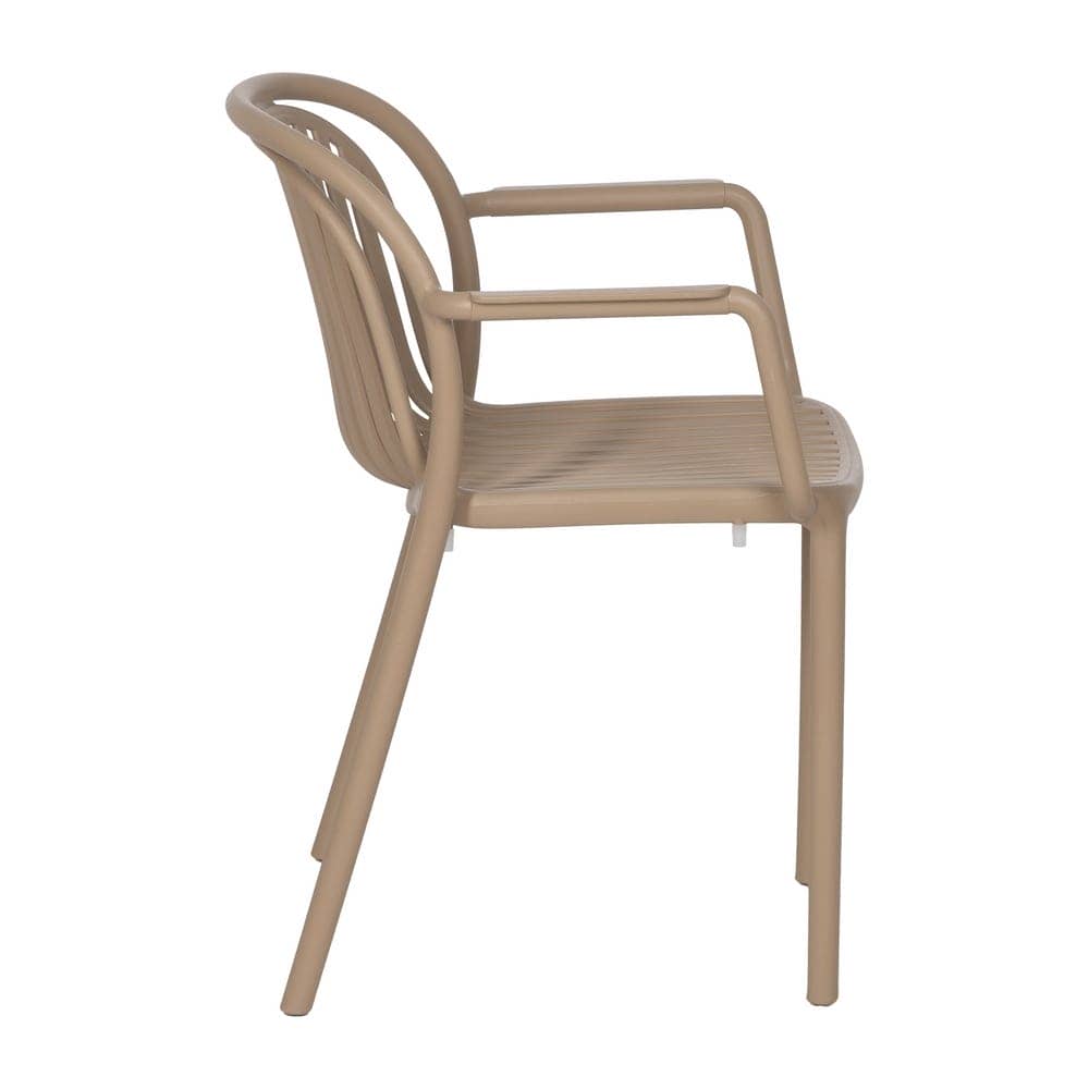Pack de 2 Sillas Beige Modernas Apilables Yalrick en Polipropileno - Diseño Ergonómico para Jardín y Terraza - Imagen 3