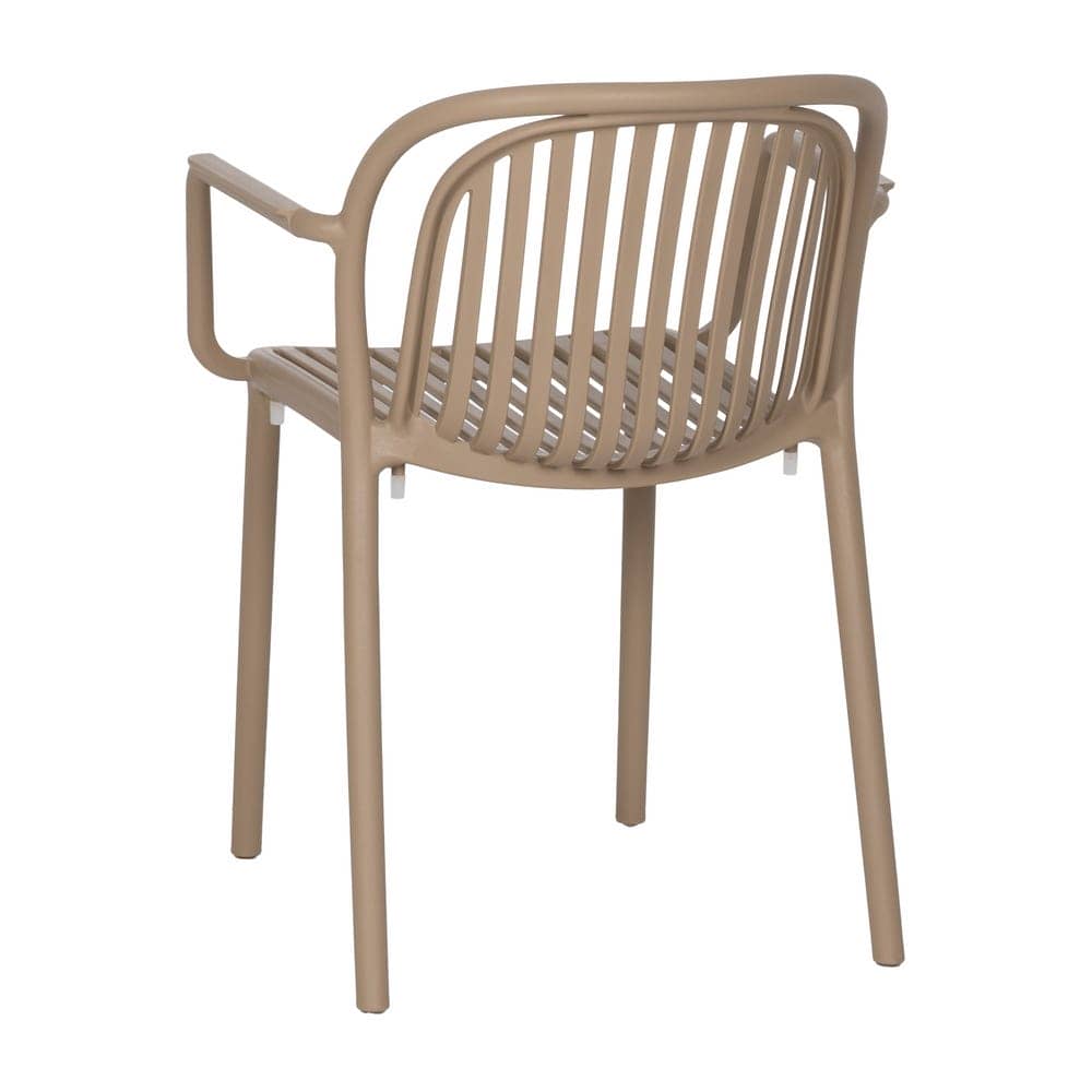 Pack de 2 Sillas Beige Modernas Apilables Yalrick en Polipropileno - Diseño Ergonómico para Jardín y Terraza - Imagen 4