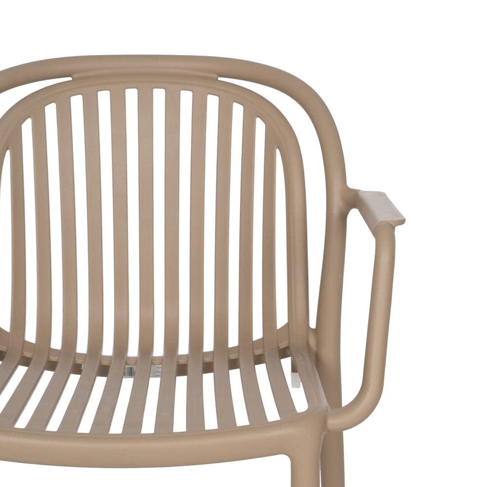 Pack de 2 Sillas Beige Modernas Apilables Yalrick en Polipropileno - Diseño Ergonómico para Jardín y Terraza - Imagen 5