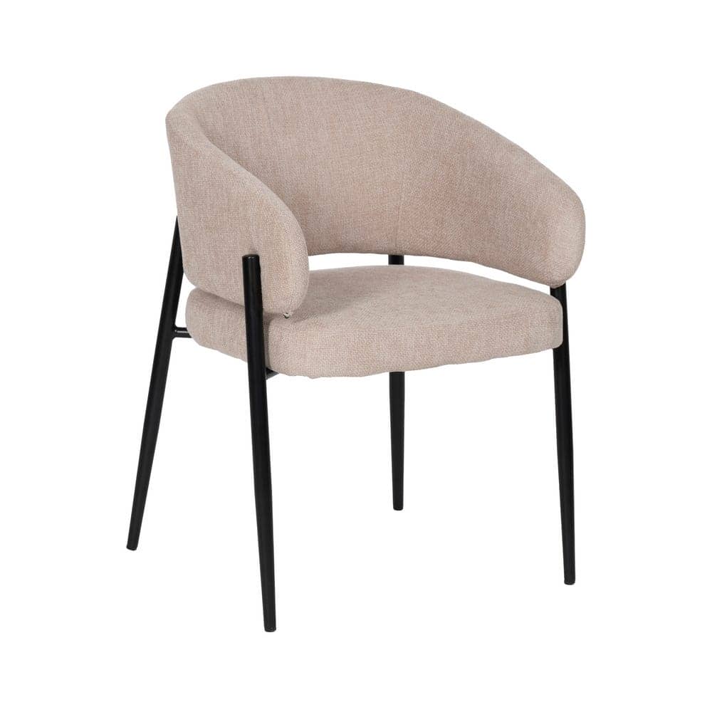 Pack de 2 Sillas Beige Drennan con Tejido de Alta Calidad y Patas de Hierro - Diseño Ergonómico y Sin Montaje, Perfectas para Salones y Oficinas - Imagen 2