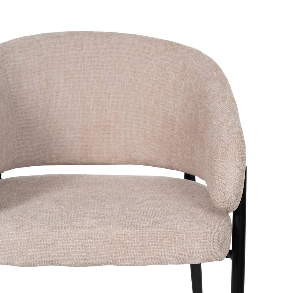 Pack de 2 Sillas Beige Drennan con Tejido de Alta Calidad y Patas de Hierro - Diseño Ergonómico y Sin Montaje, Perfectas para Salones y Oficinas - Imagen 5