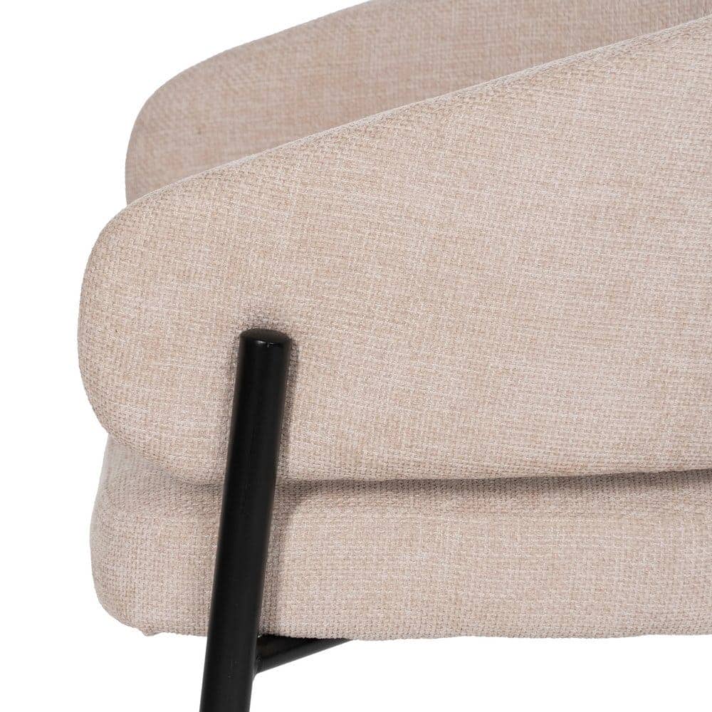 Pack de 2 Sillas Beige Drennan con Tejido de Alta Calidad y Patas de Hierro - Diseño Ergonómico y Sin Montaje, Perfectas para Salones y Oficinas - Imagen 6