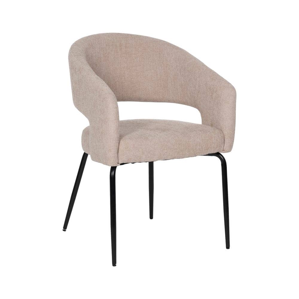Pack de 2 Sillas Beige Ivenel con Tejido Resistente y Patas de Hierro - Diseño Ergonómico y Elegante para Comedores y Salones - Imagen 2