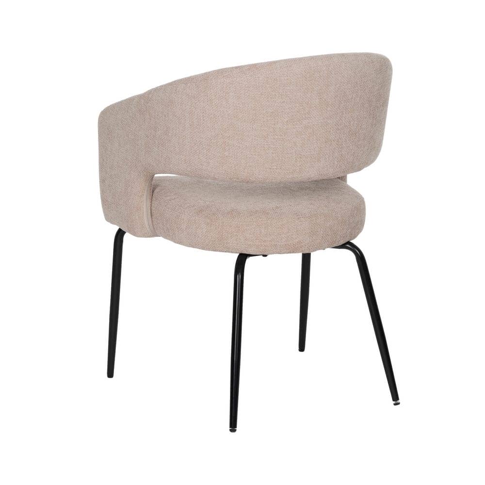 Pack de 2 Sillas Beige Ivenel con Tejido Resistente y Patas de Hierro - Diseño Ergonómico y Elegante para Comedores y Salones - Imagen 4
