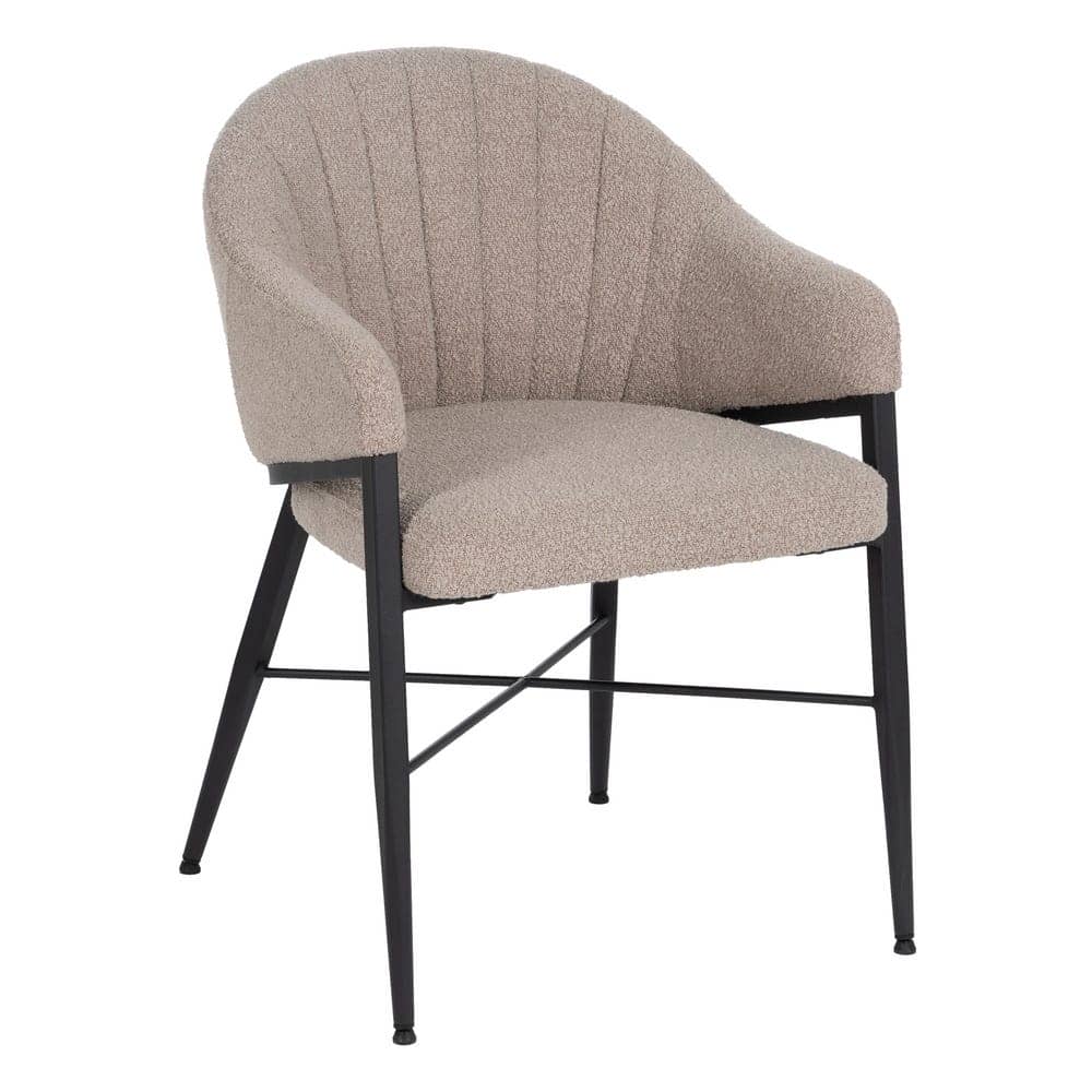 Pack de 2 Sillas Dylan con Brazos de Tela Beige y Estructura Metálica - Diseño Ergonómico y Moderno para Salones y Comedores (82 cm) - Imagen 2