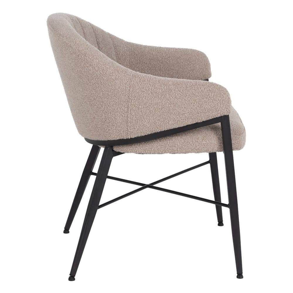 Pack de 2 Sillas Dylan con Brazos de Tela Beige y Estructura Metálica - Diseño Ergonómico y Moderno para Salones y Comedores (82 cm) - Imagen 3