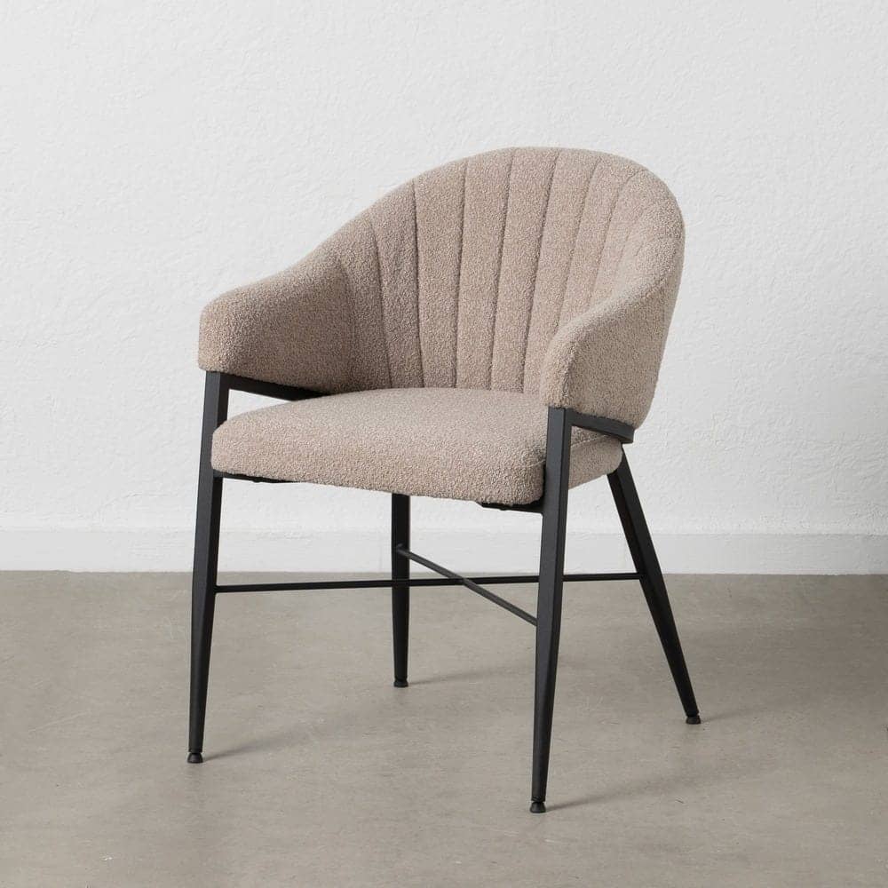Pack de 2 Sillas Dylan con Brazos de Tela Beige y Estructura Metálica - Diseño Ergonómico y Moderno para Salones y Comedores (82 cm) - Imagen 14