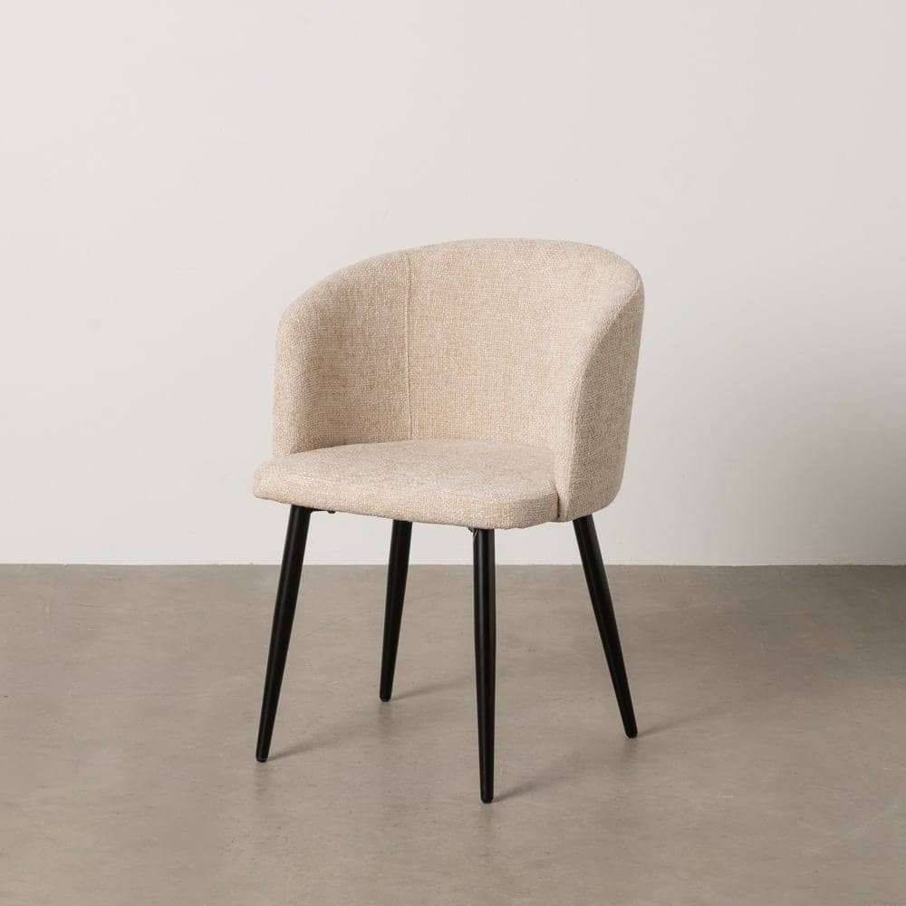 Pack de 2 Sillas Ulwick Crema con Tejido 100% Poliéster y Estructura de Metal - Diseño Moderno y Confortable para Salones y Comedores - 77 cm de Altura, Soporta hasta 120 kg - Imagen 2