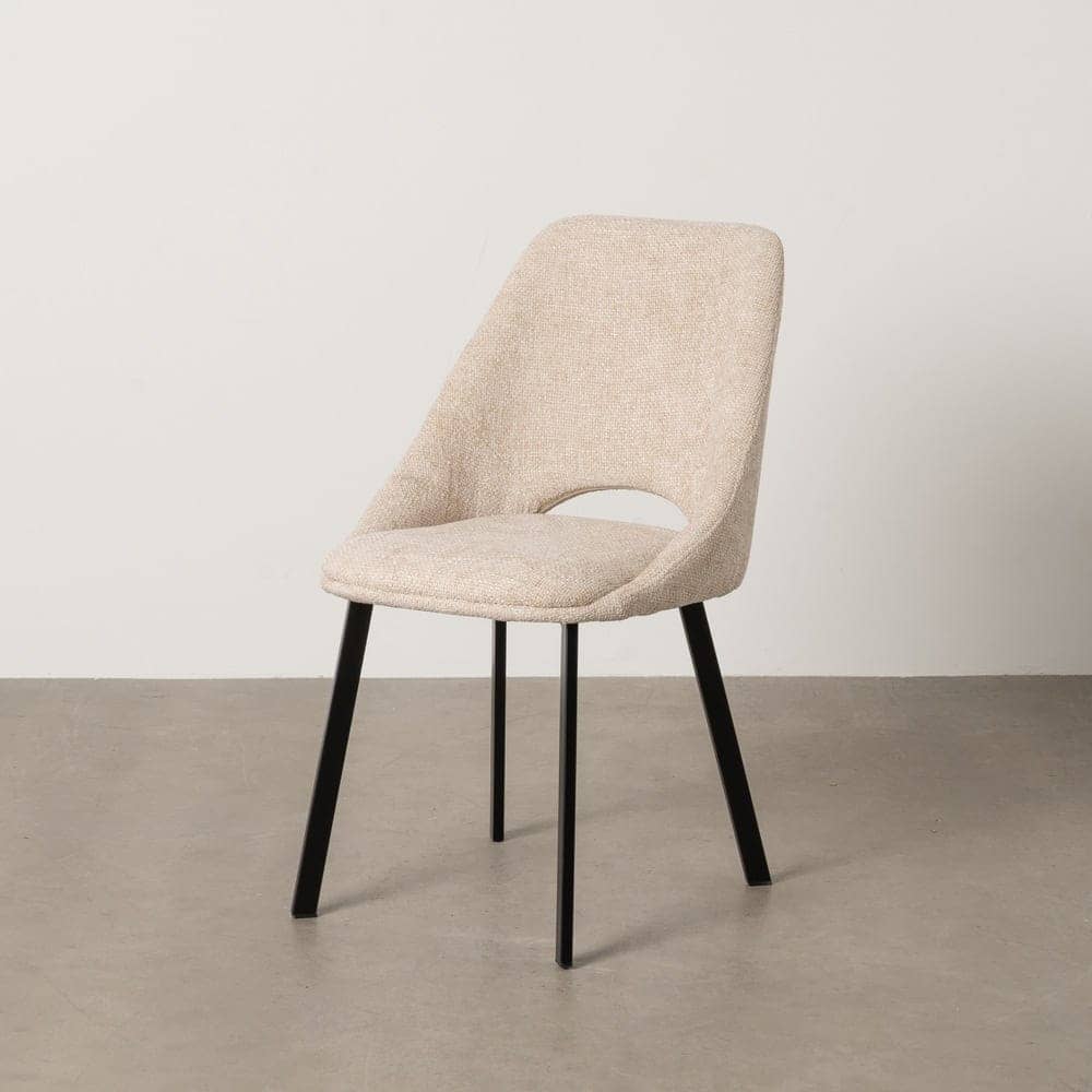 Pack de 2 Sillas Rynock Crema con Tejido Suave y Patas de Metal - Comodidad y Estilo para Comedor y Oficina, 85 cm - Imagen 2