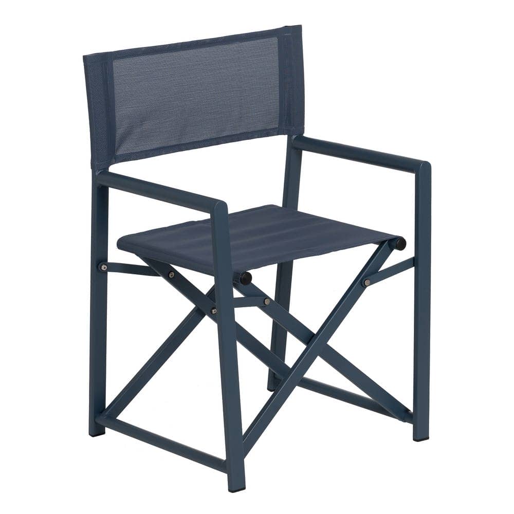 Pack de 2 Sillas de Director Azules de Aluminio y Textileno para Exterior - Diseño Plegable y Ergonomía 84 cm Reid - Imagen 2