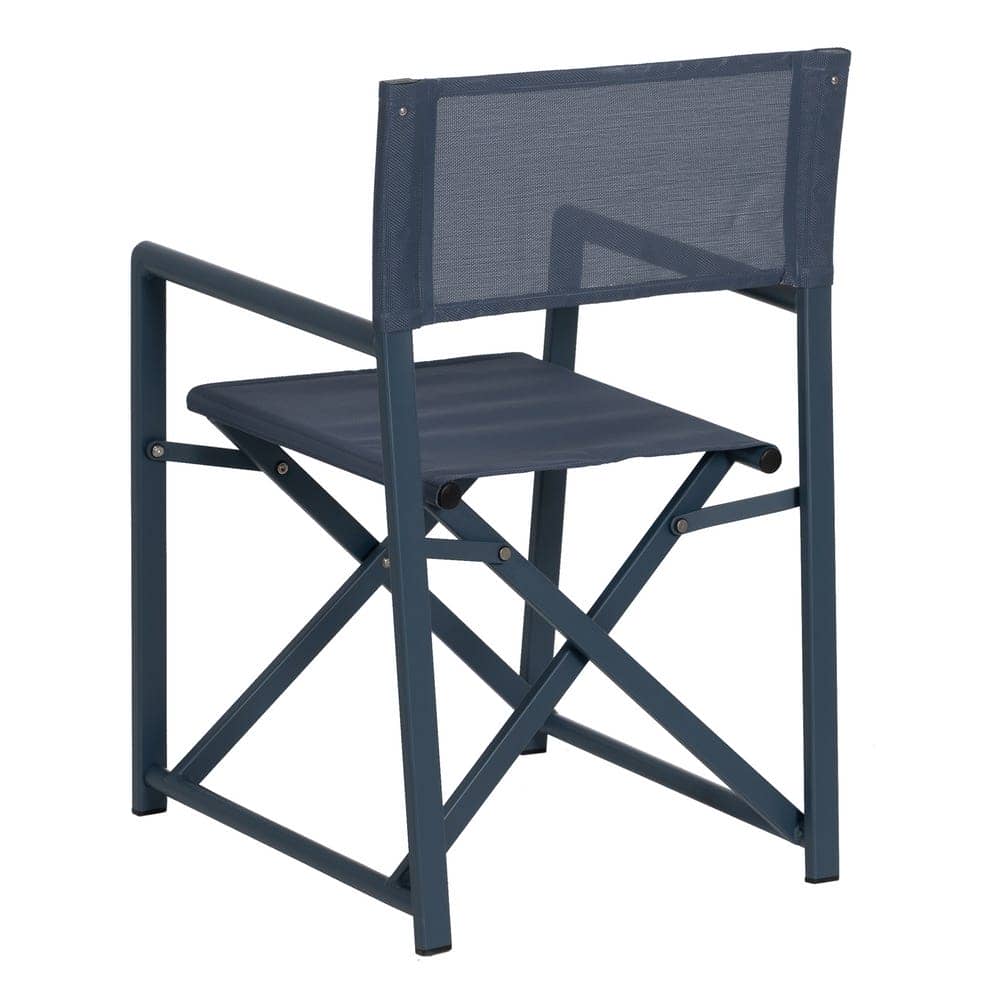 Pack de 2 Sillas de Director Azules de Aluminio y Textileno para Exterior - Diseño Plegable y Ergonomía 84 cm Reid - Imagen 4