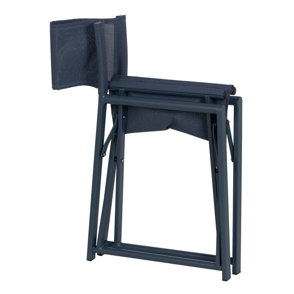 Pack de 2 Sillas de Director Azules de Aluminio y Textileno para Exterior - Diseño Plegable y Ergonomía 84 cm Reid - Imagen 5
