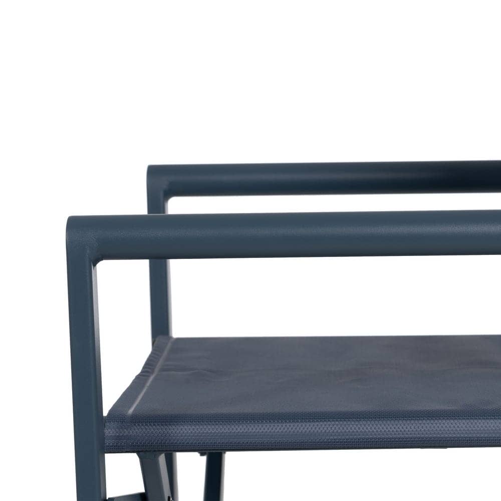 Pack de 2 Sillas de Director Azules de Aluminio y Textileno para Exterior - Diseño Plegable y Ergonomía 84 cm Reid - Imagen 9