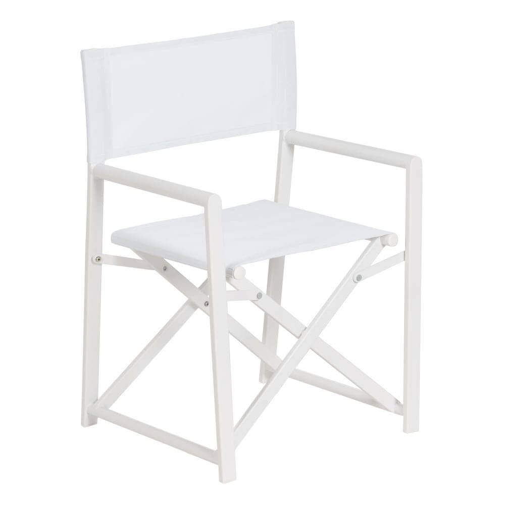 Pack de 2 Sillas de Director Blancas de Aluminio y Textileno para Exterior - Diseño Plegable y Elegante 84 cm Reid - Imagen 2