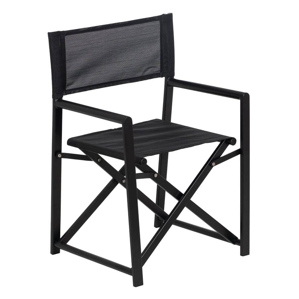 Pack de 2 Sillas de Director Negras de Aluminio y Textileno para Exterior - Diseño Plegable y Ergonómico 84 cm Reid - Imagen 2