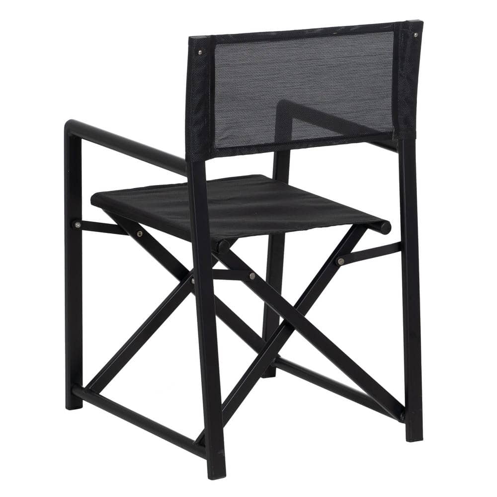 Pack de 2 Sillas de Director Negras de Aluminio y Textileno para Exterior - Diseño Plegable y Ergonómico 84 cm Reid - Imagen 4