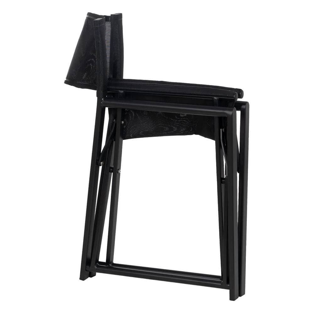 Pack de 2 Sillas de Director Negras de Aluminio y Textileno para Exterior - Diseño Plegable y Ergonómico 84 cm Reid - Imagen 5