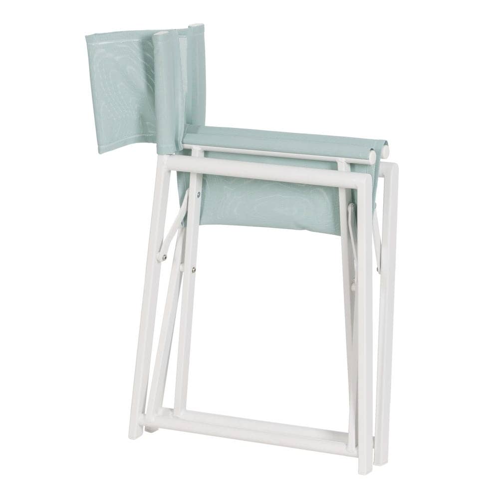 Pack de 2 Sillas de Director Plegables Verde y Blanca de Aluminio y Textileno para Exterior - Confort y Estilo para Jardín y Terraza 84 cm Reid - Imagen 5