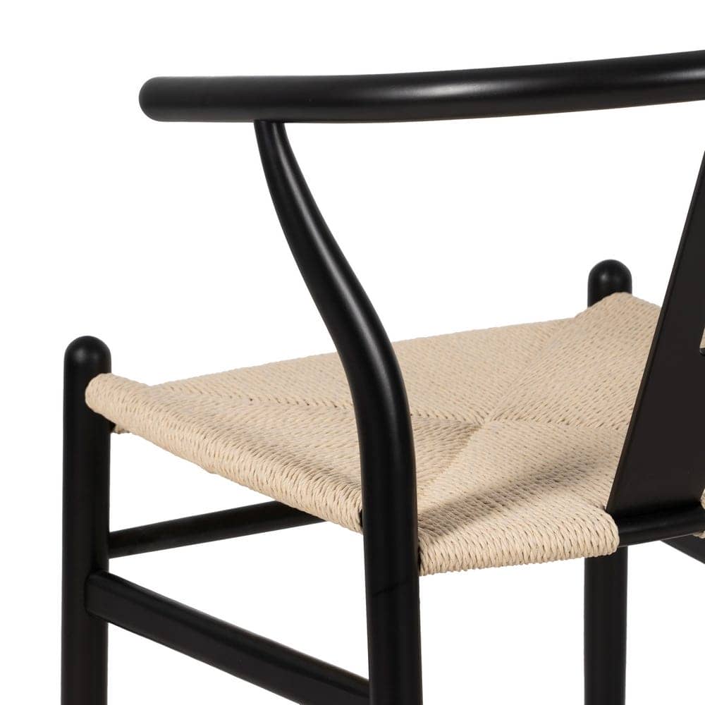 Pack de 2 Sillas Nolan Negras de Madera y Cuerda Tejida - Diseño Contemporáneo y Elegante para Comedores y Salones Modernos, 77 cm - Imagen 11