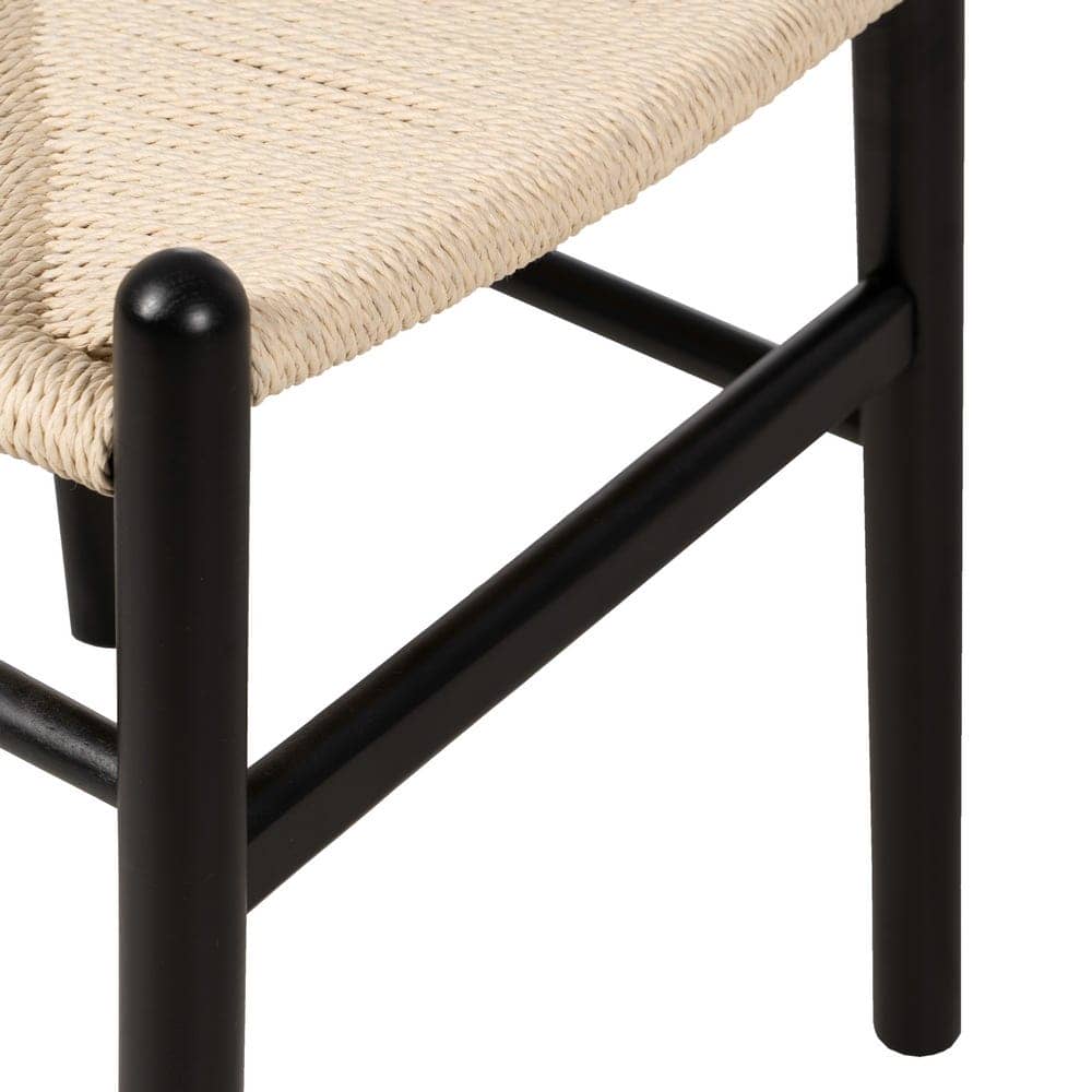 Pack de 2 Sillas Nolan Negras de Madera y Cuerda Tejida - Diseño Contemporáneo y Elegante para Comedores y Salones Modernos, 77 cm - Imagen 12