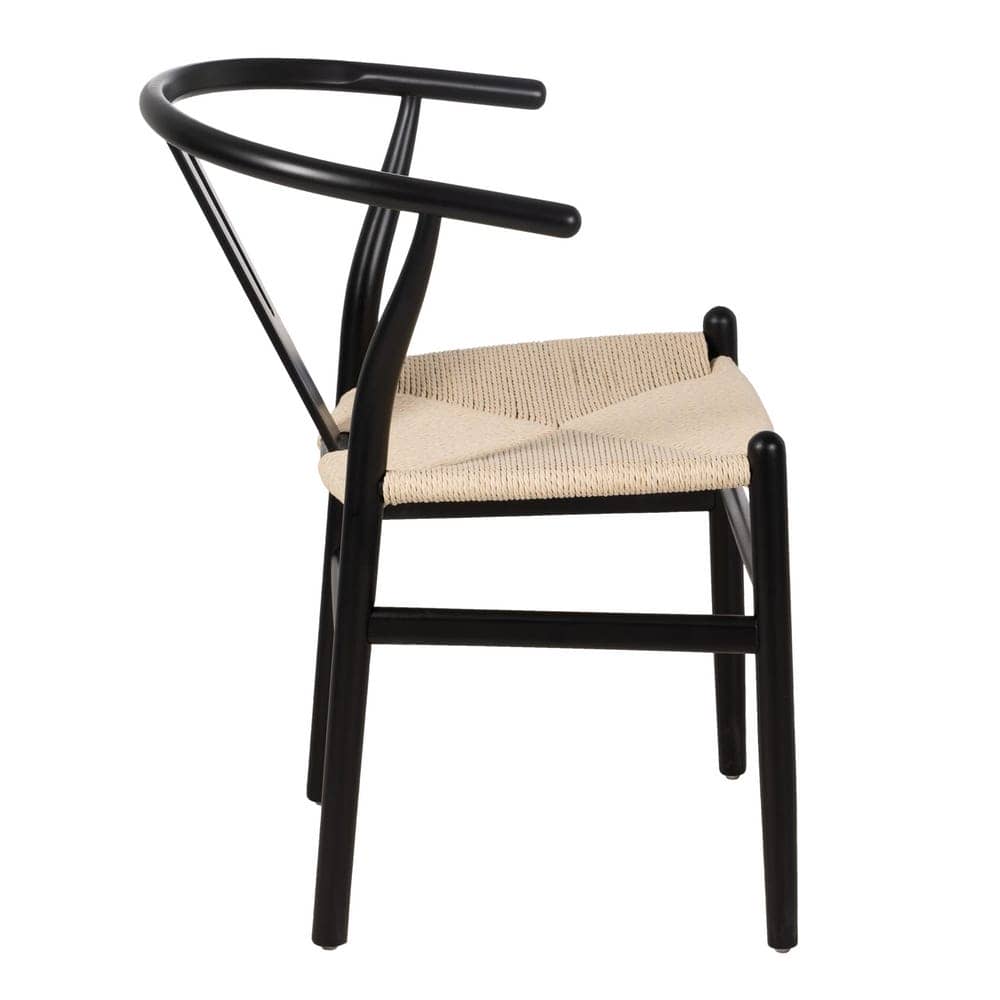 Pack de 2 Sillas Nolan Negras de Madera y Cuerda Tejida - Diseño Contemporáneo y Elegante para Comedores y Salones Modernos, 77 cm - Imagen 3