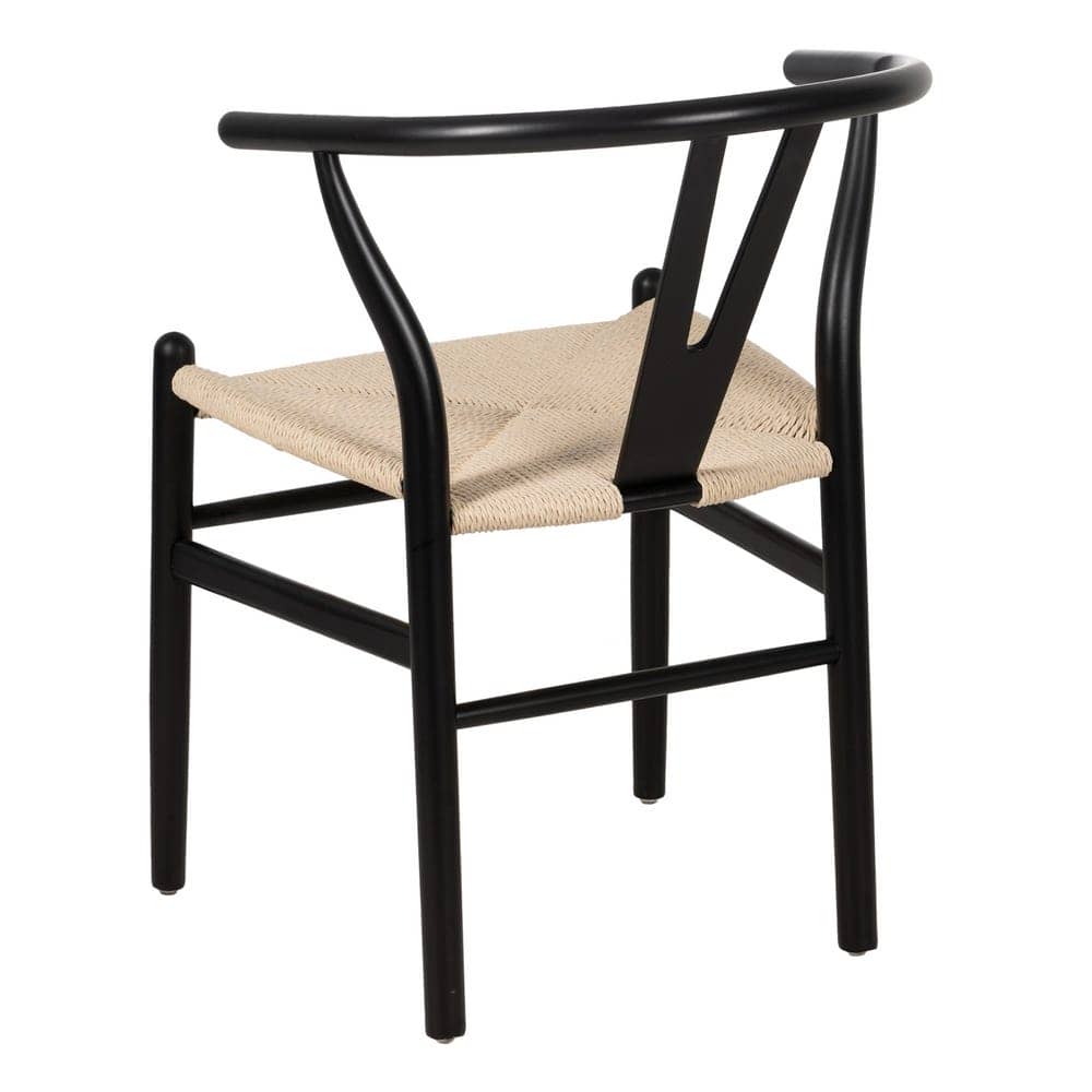 Pack de 2 Sillas Nolan Negras de Madera y Cuerda Tejida - Diseño Contemporáneo y Elegante para Comedores y Salones Modernos, 77 cm - Imagen 4