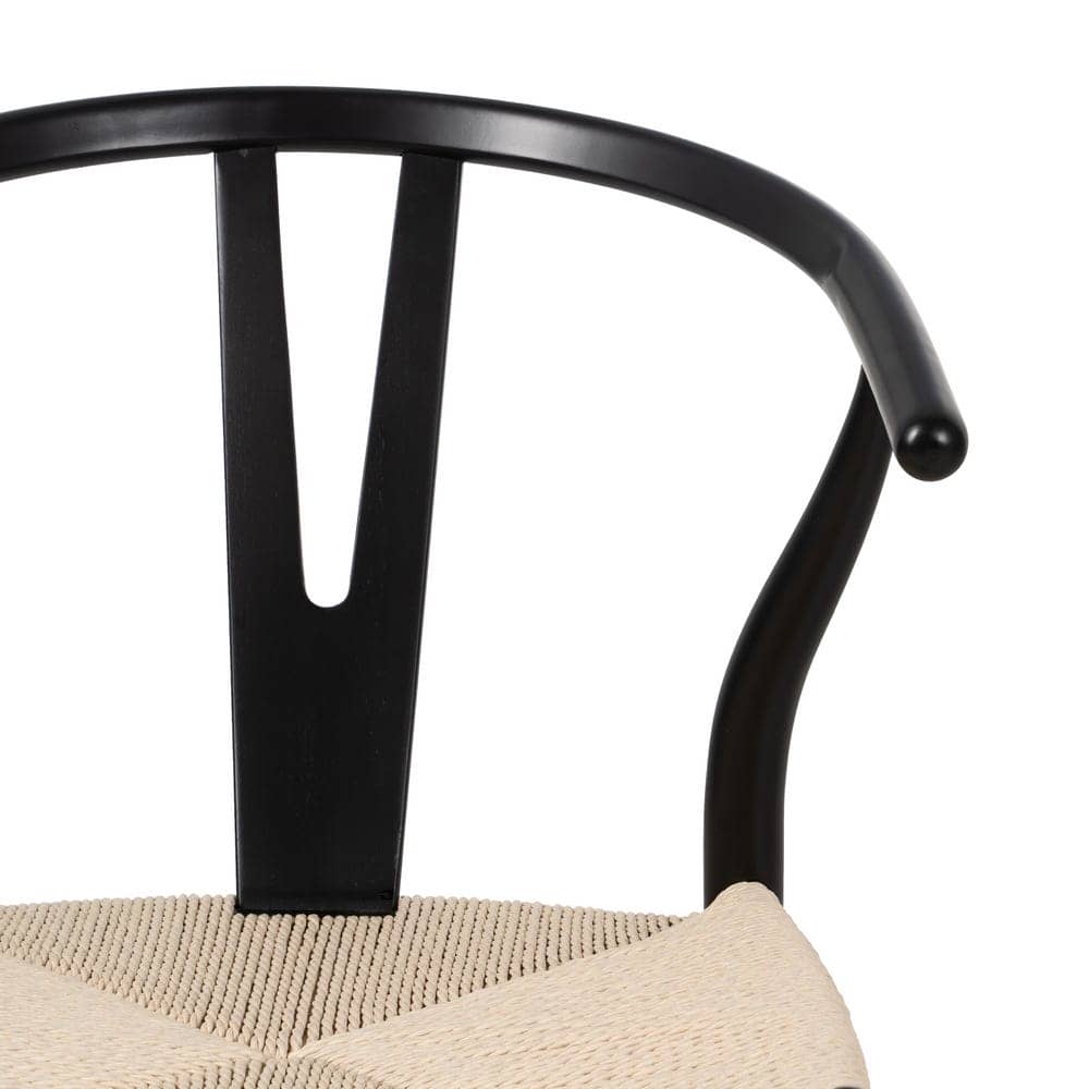 Pack de 2 Sillas Nolan Negras de Madera y Cuerda Tejida - Diseño Contemporáneo y Elegante para Comedores y Salones Modernos, 77 cm - Imagen 5