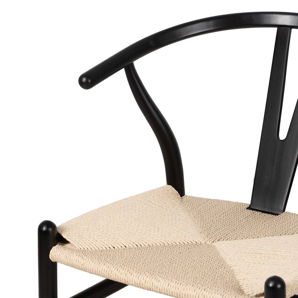 Pack de 2 Sillas Nolan Negras de Madera y Cuerda Tejida - Diseño Contemporáneo y Elegante para Comedores y Salones Modernos, 77 cm - Imagen 7