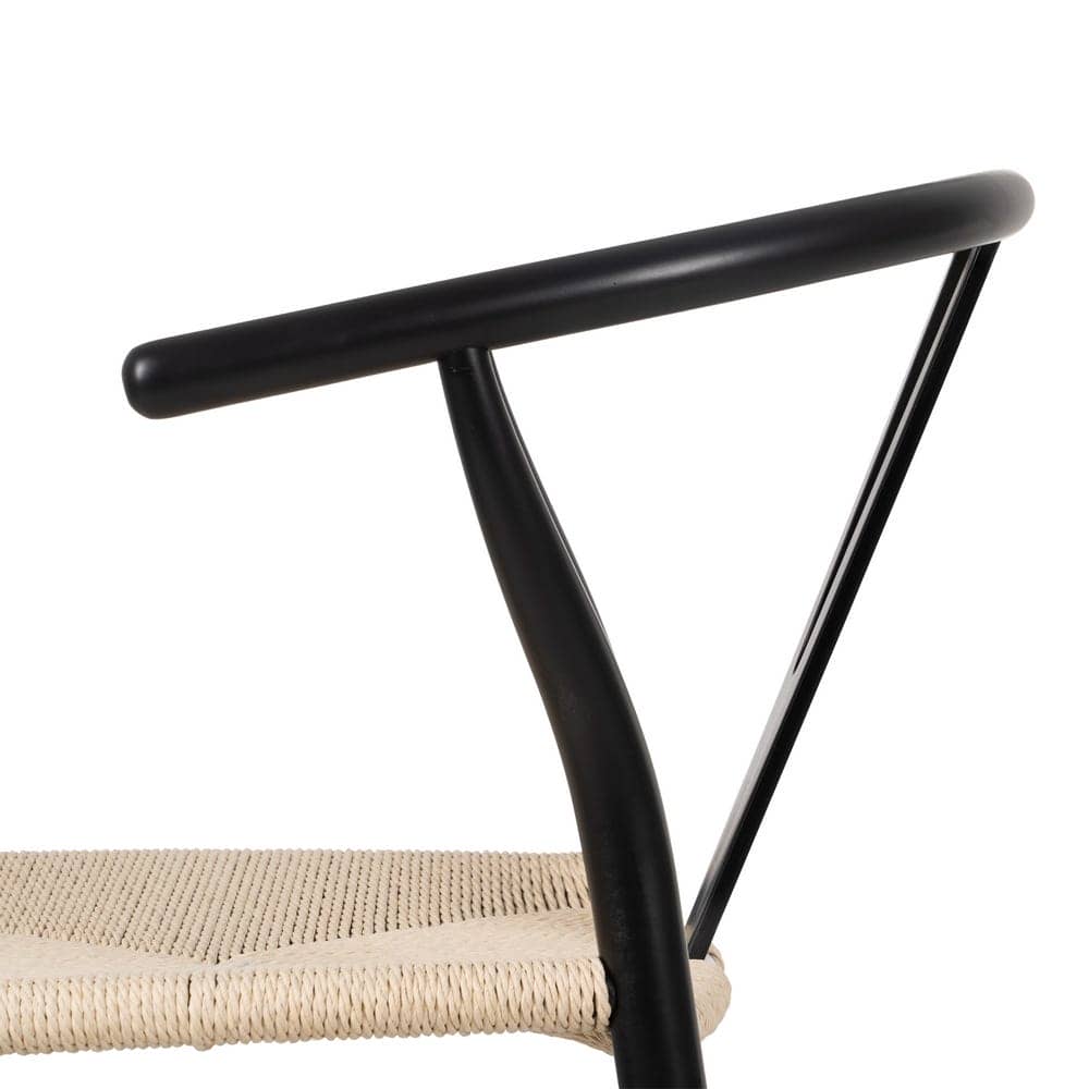 Pack de 2 Sillas Nolan Negras de Madera y Cuerda Tejida - Diseño Contemporáneo y Elegante para Comedores y Salones Modernos, 77 cm - Imagen 9