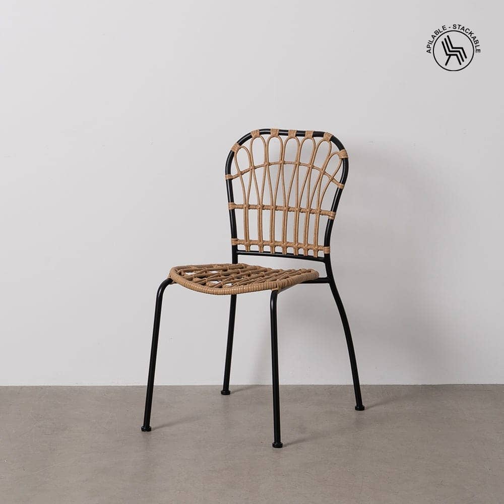Pack de 2 Sillas Kellan Negras de Polietileno y Acero - Diseño Moderno y Apilables para Interiores y Exteriores (87 cm) - Imagen 13