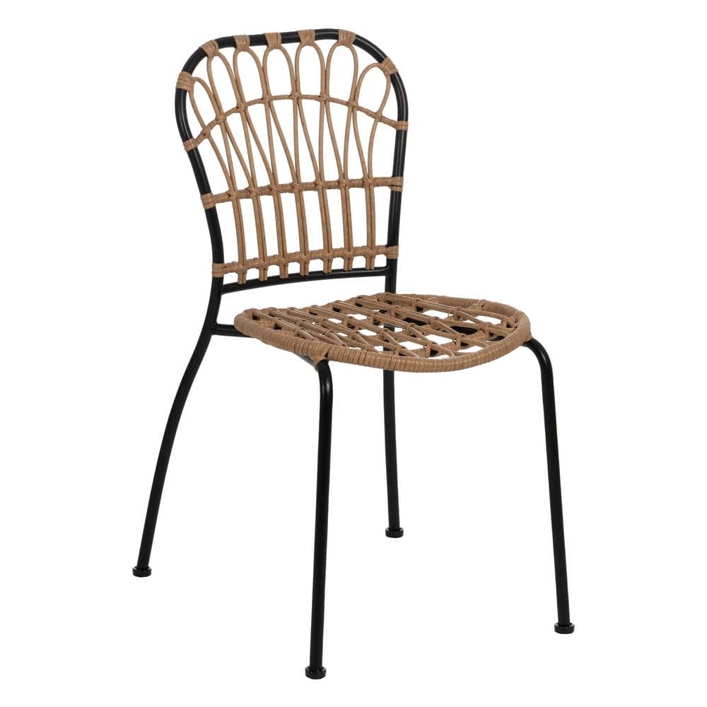 Pack de 2 Sillas Kellan Negras de Polietileno y Acero - Diseño Moderno y Apilables para Interiores y Exteriores (87 cm) - Imagen 2