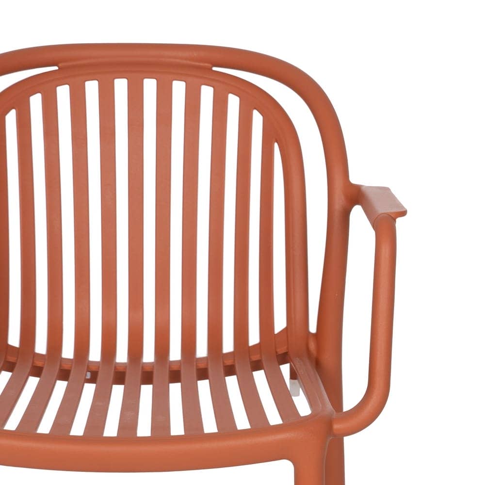 Pack de 2 Sillas Terracota Modernas Yalrick en Polipropileno Apilables - Comodidad y Estilo para Exteriores - Imagen 5