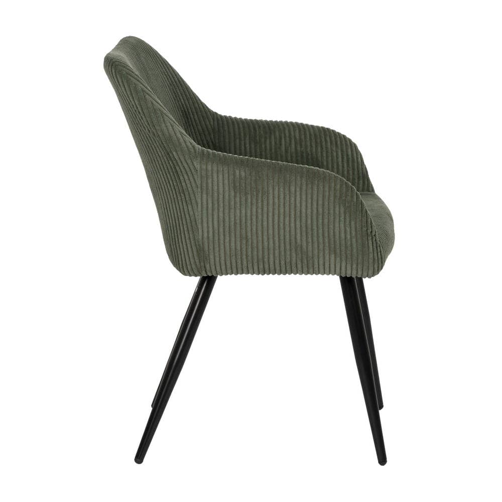Pack de 2 Sillas Verde Tejido de Pana con Patas de Hierro - 83 cm Alenor, Confort y Estilo para Comedores y Salones - Imagen 3