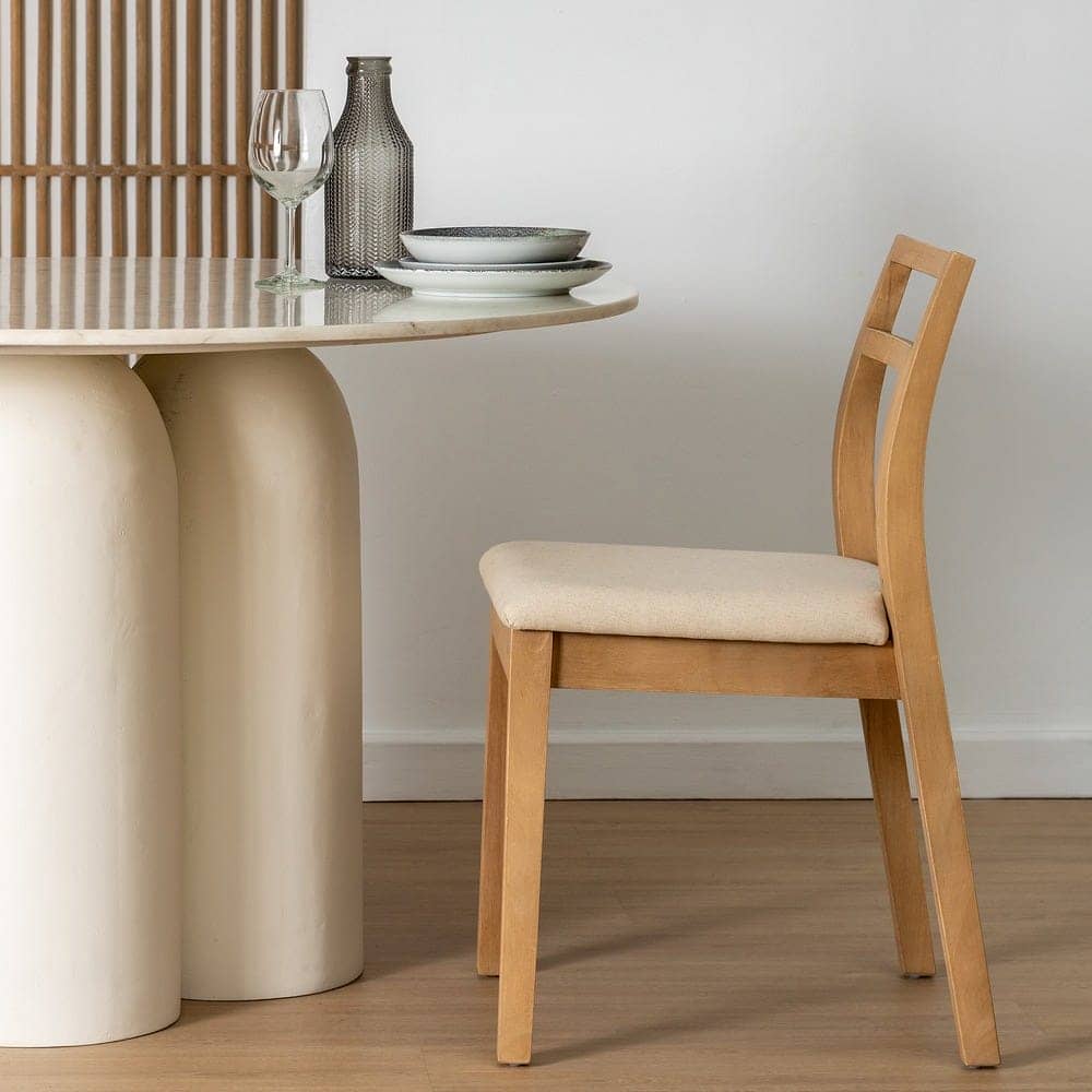 Pack de 2 Sillas Callum Beige de Madera y Tela - Diseño Moderno y Confort Ergonomico (81 cm) - Imagen 13