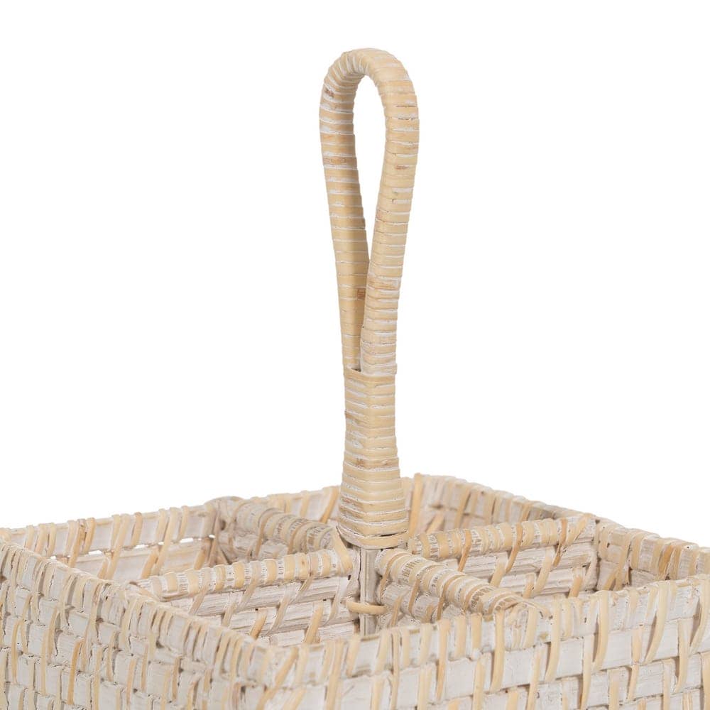 Pack de 2 Soportes para Cubiertos de Fibra Natural en Color Blanco - Medidas 27 cm x 19 cm x 19 cm - Ideal para Decoración de Mesa - Imagen 2