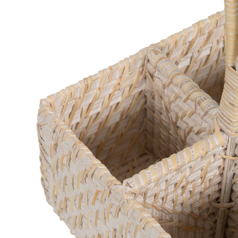 Pack de 2 Soportes para Cubiertos de Fibra Natural en Color Blanco - Medidas 27 cm x 19 cm x 19 cm - Ideal para Decoración de Mesa - Imagen 3
