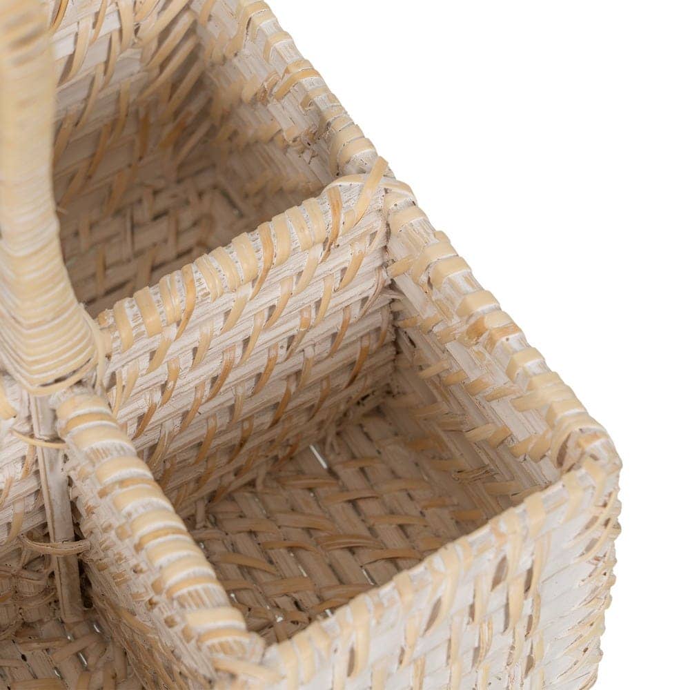 Pack de 2 Soportes para Cubiertos de Fibra Natural en Color Blanco - Medidas 27 cm x 19 cm x 19 cm - Ideal para Decoración de Mesa - Imagen 4
