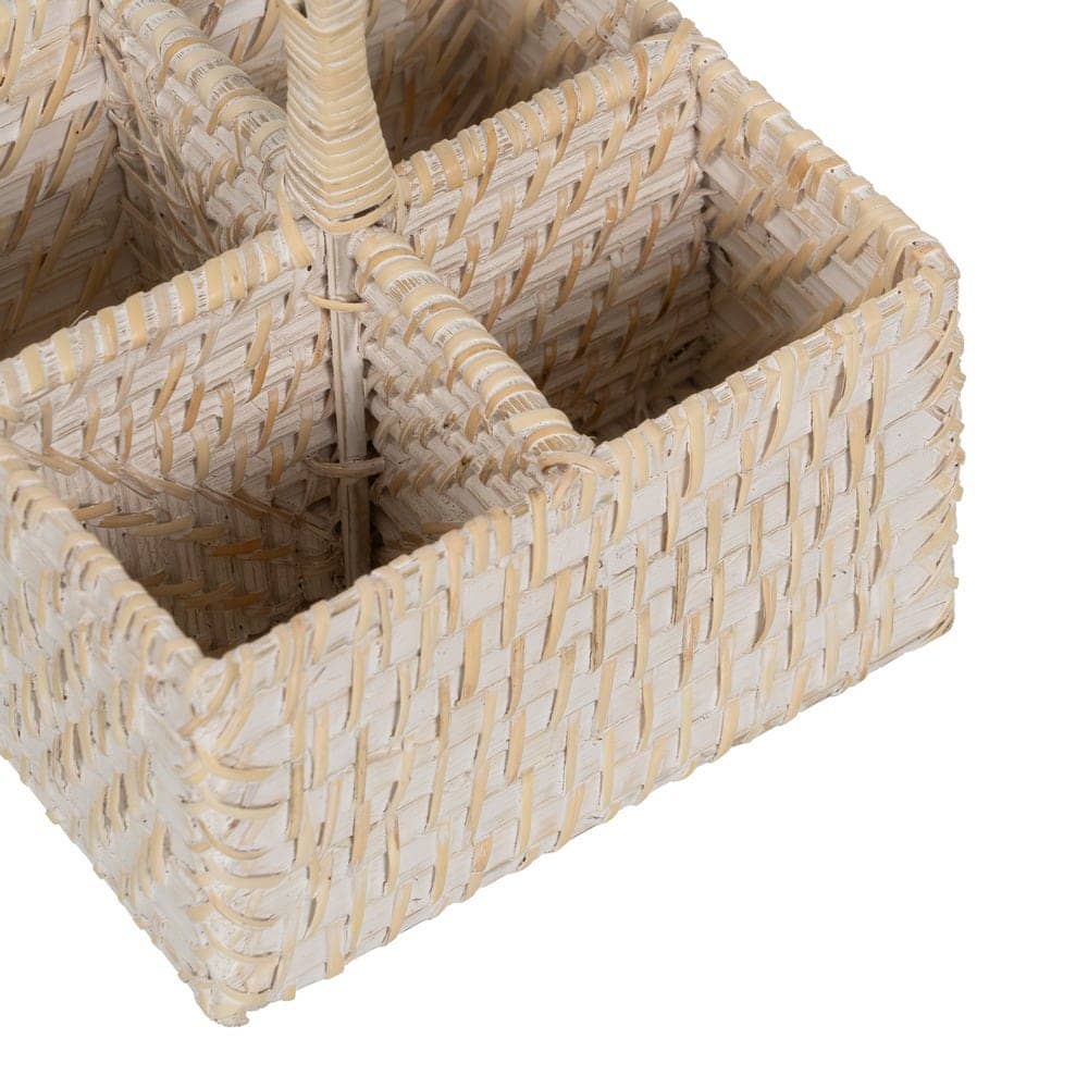 Pack de 2 Soportes para Cubiertos de Fibra Natural en Color Blanco - Medidas 27 cm x 19 cm x 19 cm - Ideal para Decoración de Mesa - Imagen 5